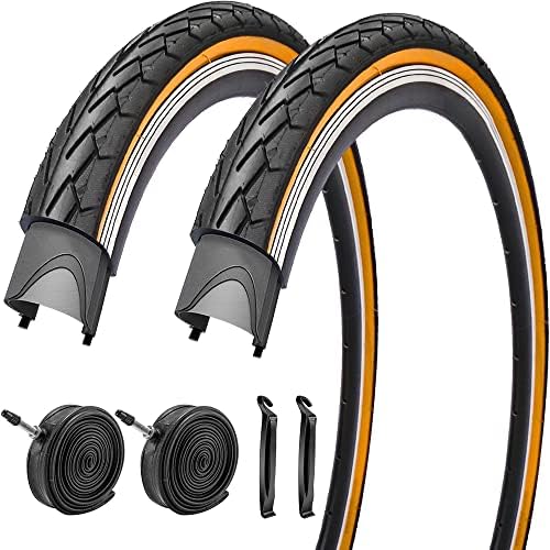 2 Pack 700x35C Road Bike Tires Brown Wall with 2