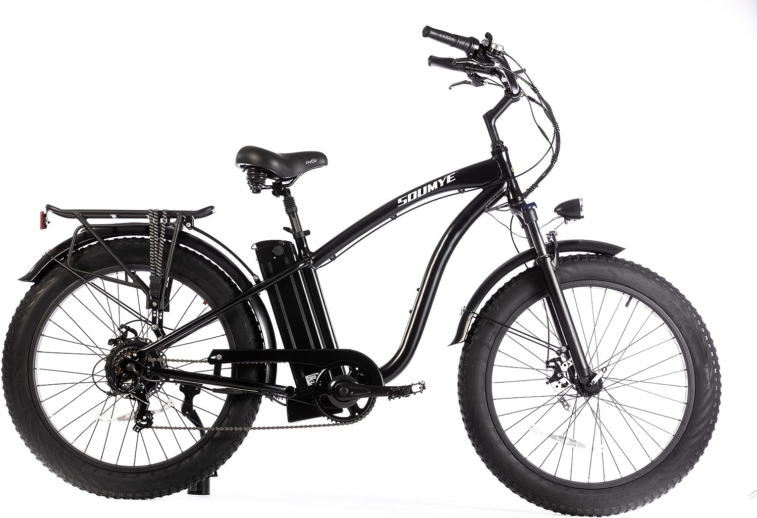 Soumye Beach Cruiser Electric Bicycle: 750W Brushless Motor, 48V/16Ah Removable