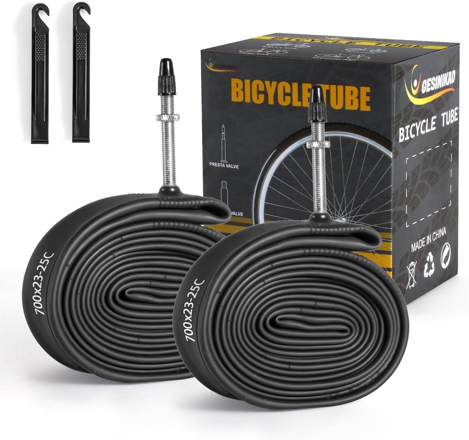 2 Pack 700 x 23-25C Road Bike Tubes FV48mm Presta