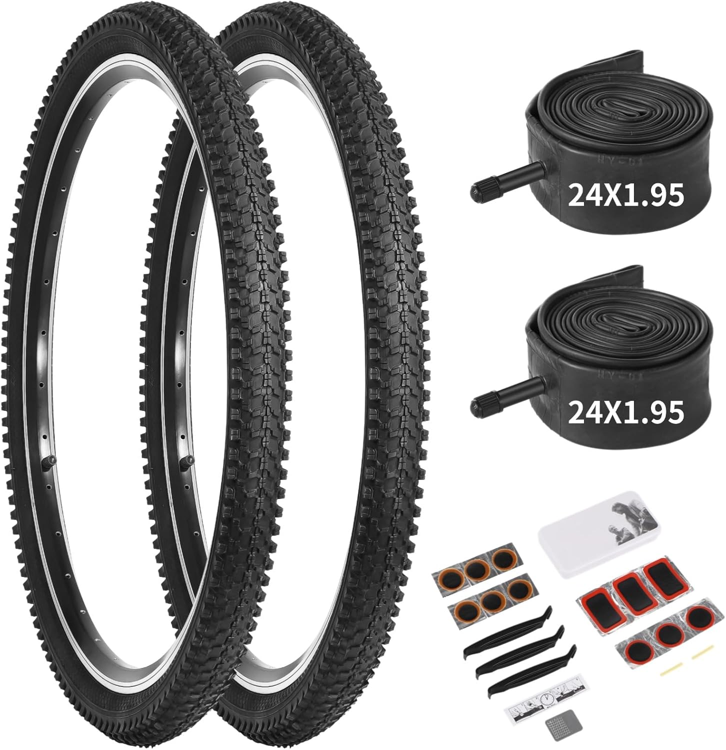 Bike Tires Replacement Kit: 24/26×1.95 Inch Folding Bicycle Tire with